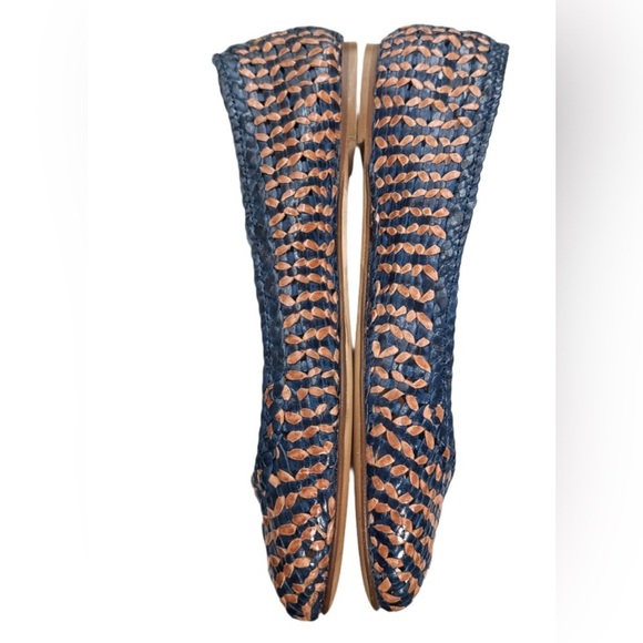 J.Crew Dreamweaver Woven Flats Blue & Brown Genuine Leather Made in Italy Size 7 - Picture 3 of 7